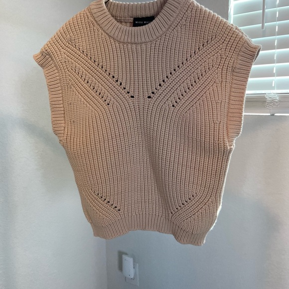 Miou Muse Sweaters - Women's Beige Knit Sweater Vest